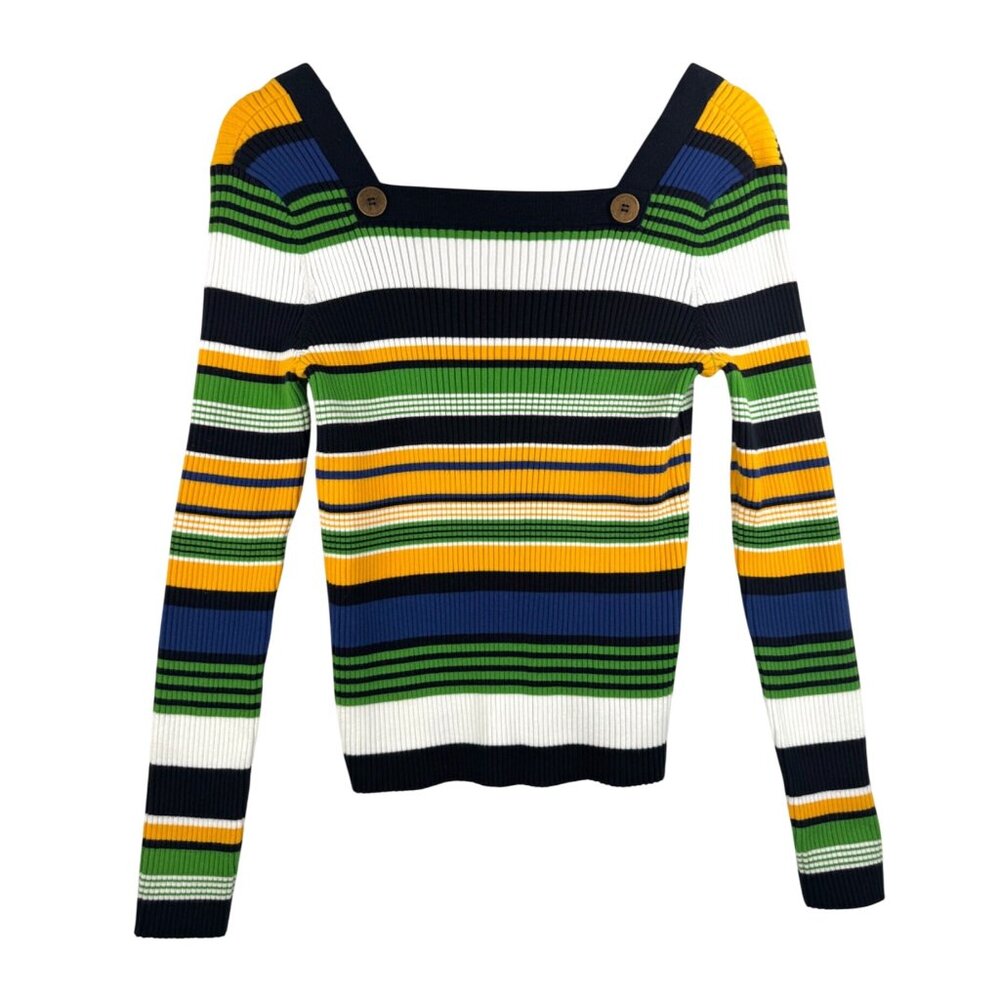 Tommy Hilfiger Cotton ribbed‎ striped colorful sweater nautical sz M - Picture 2 of 8